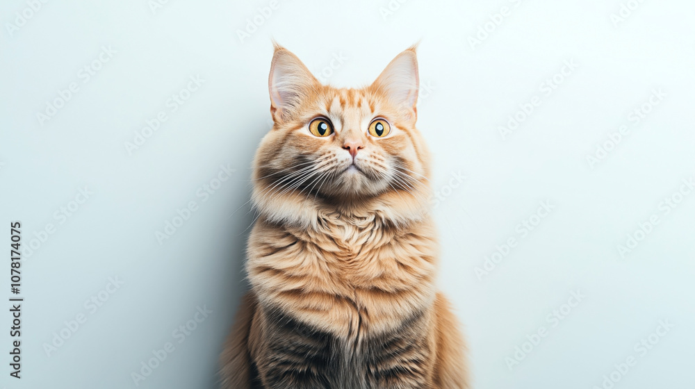 Close-up portrait of a fluffy ginger cat with orange eyes and long whiskers against a light background, showcasing its expressive face and fur texture. Close-up portrait of a fluffy ginger cat with orange eyes and long whiskers against a light background, showcasing its expressive face and fur texture.