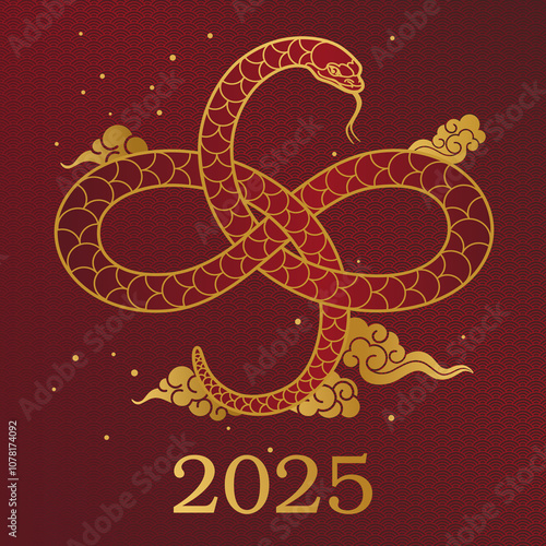 Chinese 2025 New year of the Snake. Cards, posters, banners. Traditional Asian. Printable