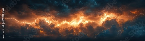 Wallpaper Mural Dramatic Thunderstorm with Striking Lightning and Dark Clouds Illuminating the Sky in a Powerful Natural Phenomenon Torontodigital.ca