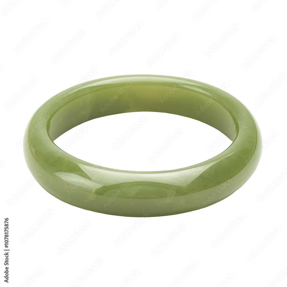 A smooth, green jade bracelet with a polished finish, showcasing a simple and elegant design. Transparent background. A smooth, green jade bracelet with a polished finish, showcasing a simple and elegant design. Transparent background.