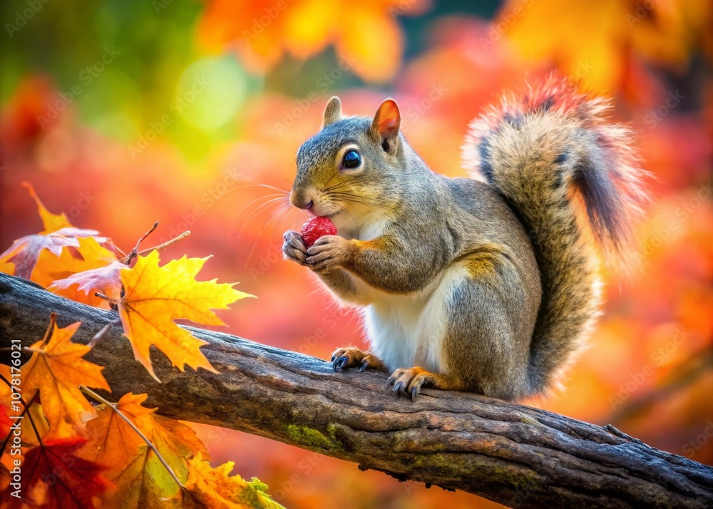 Autumnal nut feast: Japanese squirrel, rule of thirds, wildlife. Autumnal nut feast: Japanese squirrel, rule of thirds, wildlife.