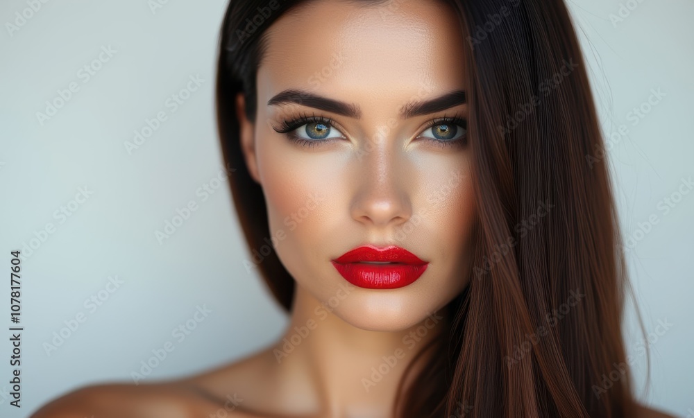 Stunning woman with striking red lips Stunning woman with striking red lips