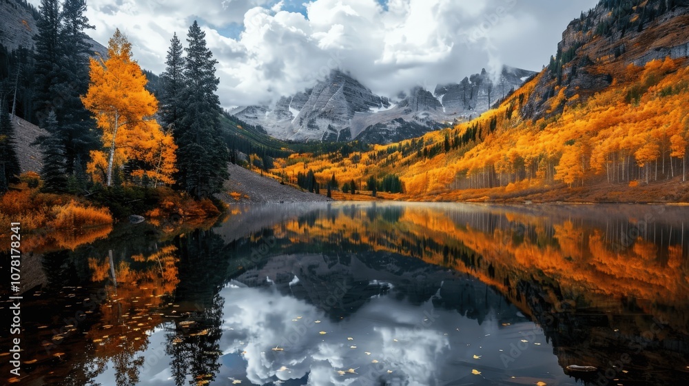 Obraz premium Autumn Reflections in a Mountain Lake