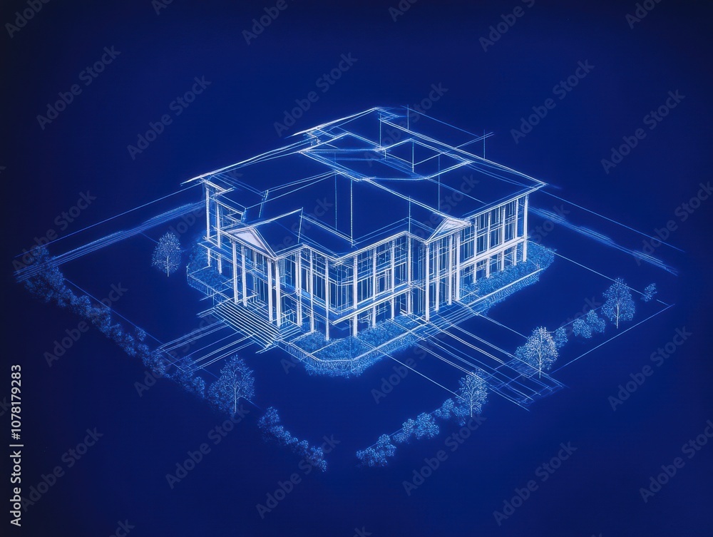 Detailed blueprint featuring a well-defined plan with clear ...