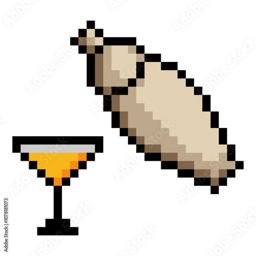 Cocktail shaker in pixel art style