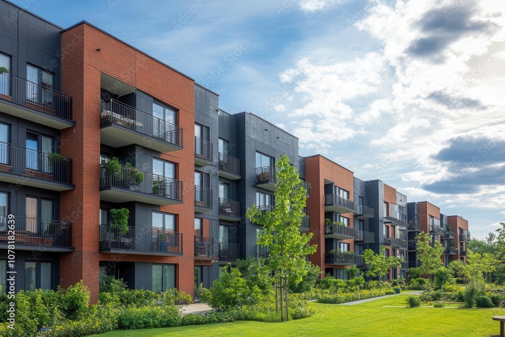 High-density apartment complex, indicating shifts toward urbanization in housing High-density apartment complex, indicating shifts toward urbanization in housing