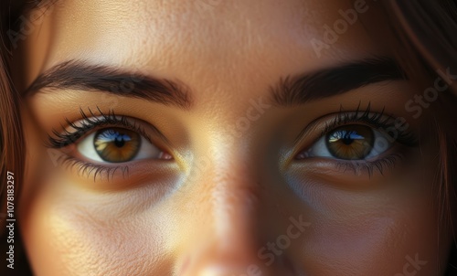 Close-up of a young woman's captivating eyes