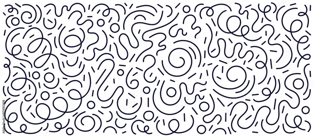 Confetti, scribble shapes, curves, wave Art banner Confetti, scribble shapes, curves, wave Art banner