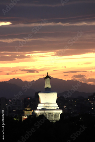 Miaoying Temple at the sunset photo