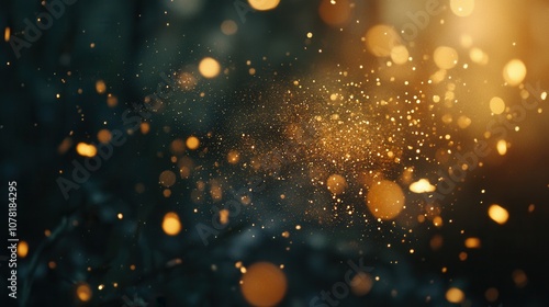 Magical Golden Dust Particles Shimmering Background