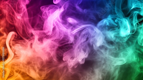 Abstract colorful smoke on black background.