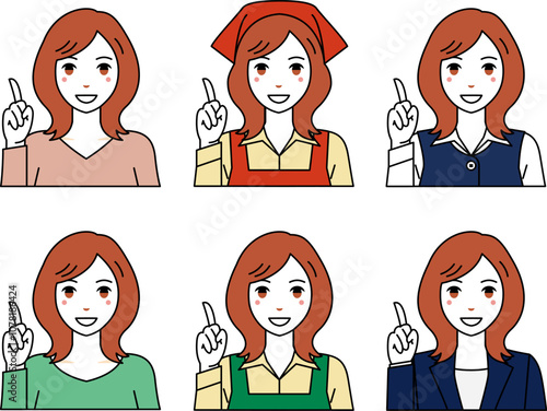 No.1ポーズをするミディアムヘアの女性