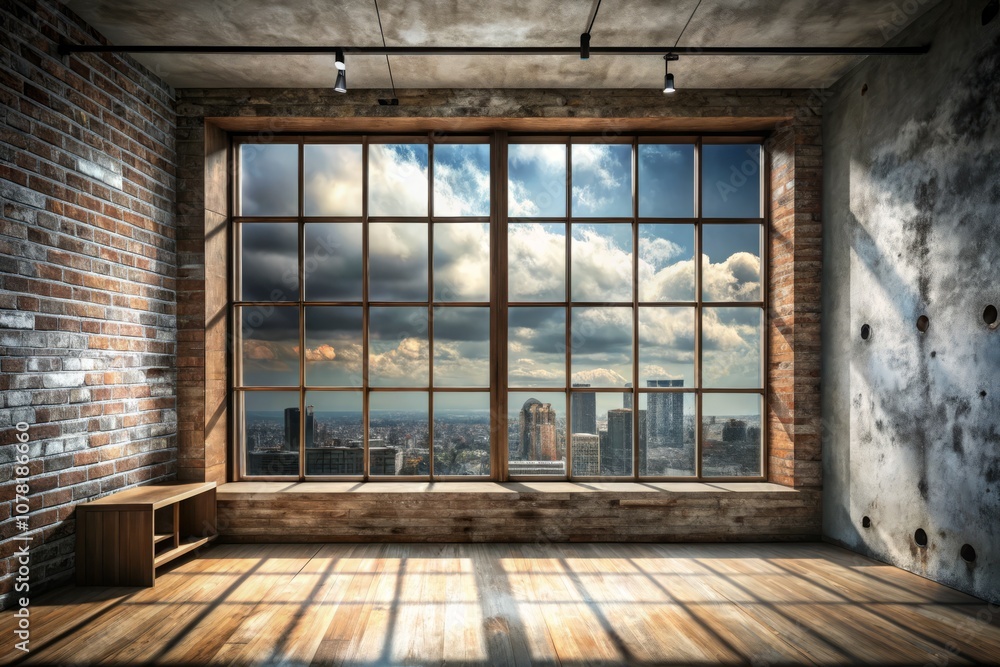 Captivating Double Exposure Photography of a Loft Space Featuring a Floor-to-Ceiling Window with Wooden Sill, Concrete Wall, and Grunge Aesthetic, Ideal for Text Overlay and Creative Projects Captivating Double Exposure Photography of a Loft Space Featuring a Floor-to-Ceiling Window with Wooden Sill, Concrete Wall, and Grunge Aesthetic, Ideal for Text Overlay and Creative Projects