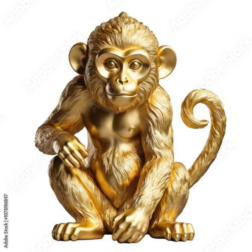 Golden monkey statue. Perfect for themes of prosperity, luck, and Asian-inspired decor. photo