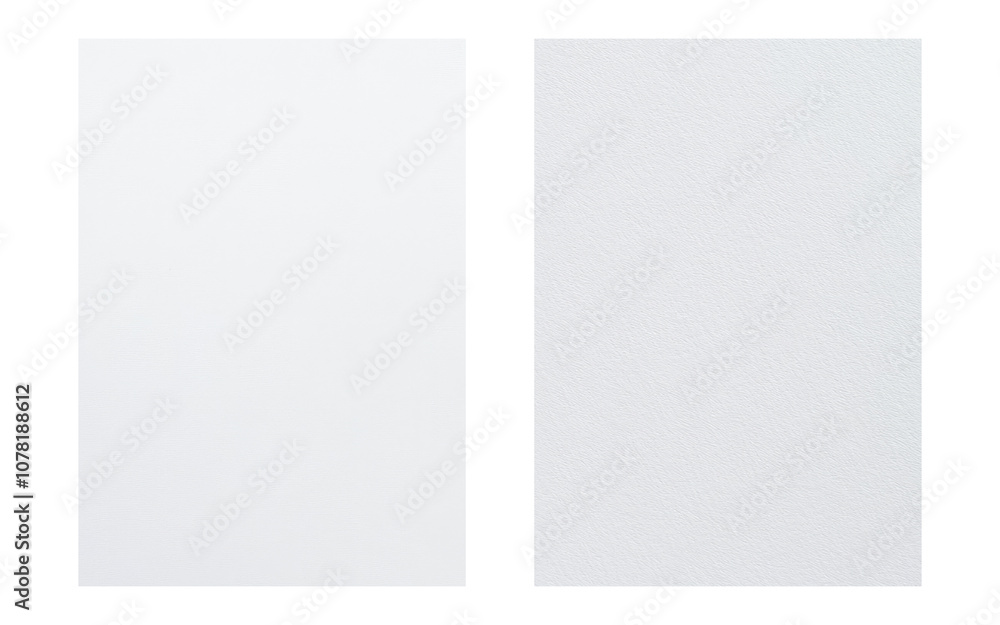 two plain white papers with texture on transparent background two plain white papers with texture on transparent background