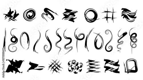Line arrow hand drawn shape brush underline stroke element vector set.  Scribble hand draw  doodle ink. Highlight hand drawn arrow marker isolated  mark  lines, circle and arrow line for highlighting.