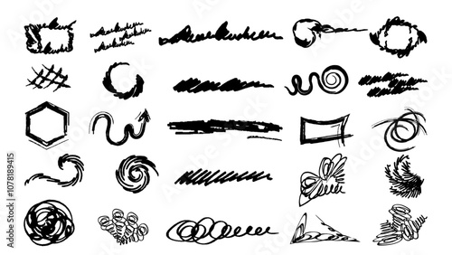 Stroke underline with a line marker. .Hand drawn, doodle elements isolated on transparent background.Brush effect for highlighting markers