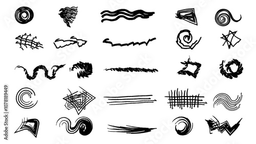 Wavy line icon, symbol, ripple shape outline design. Highlight arrow marker isolated mark lines, circle and line for highlighting text.Scribble Doodle elements isolated on transparent background.