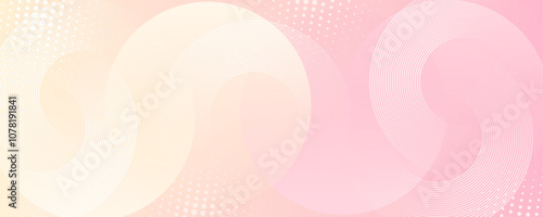 Minimalist banner background, pastel colorful, pink and yellow gradations. Circle effect style geometric, Modern circle lines pattern. Abstract hafltone background. photo