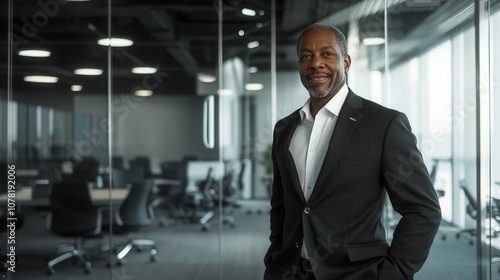 Wallpaper Mural Confident African American Businessman in Modern Office Torontodigital.ca