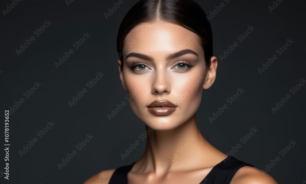 Portrait of a young woman with striking features. Portrait of a young woman with striking features.