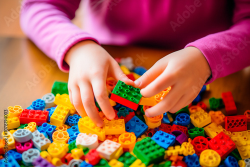 Image of autistic girl smiling while building puzzle, exploring her abilities