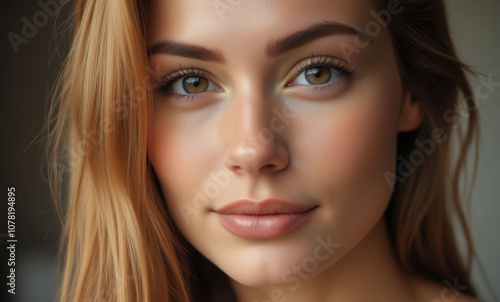 Close-up of a young woman with light brown hair