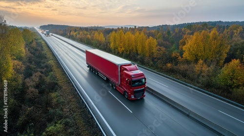 Truck accident on major highway in the United States. heavy vehicle accident response. photo