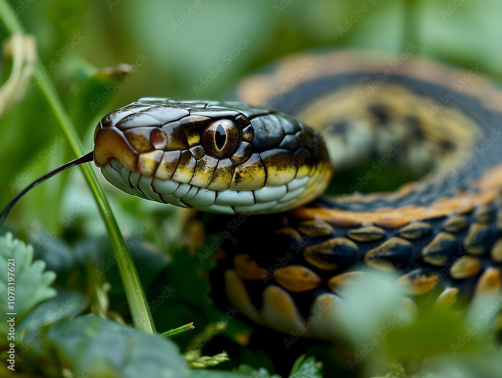 Close-up of a Snake in the Grass Close-up of a Snake in the Grass