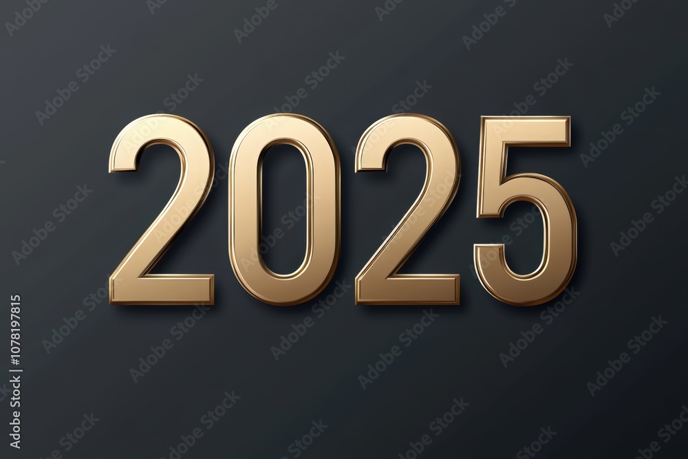 3D golden numbers 2025 and text Happy New Year on a black background, written in the center of the screen with an elegant font. 3D golden numbers 2025 and text Happy New Year on a black background, written in the center of the screen with an elegant font.