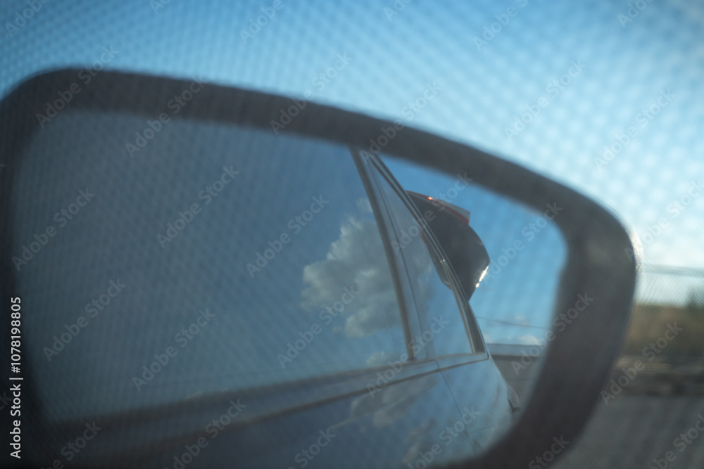 Side mirror of a car view from inside the car Side mirror of a car view from inside the car