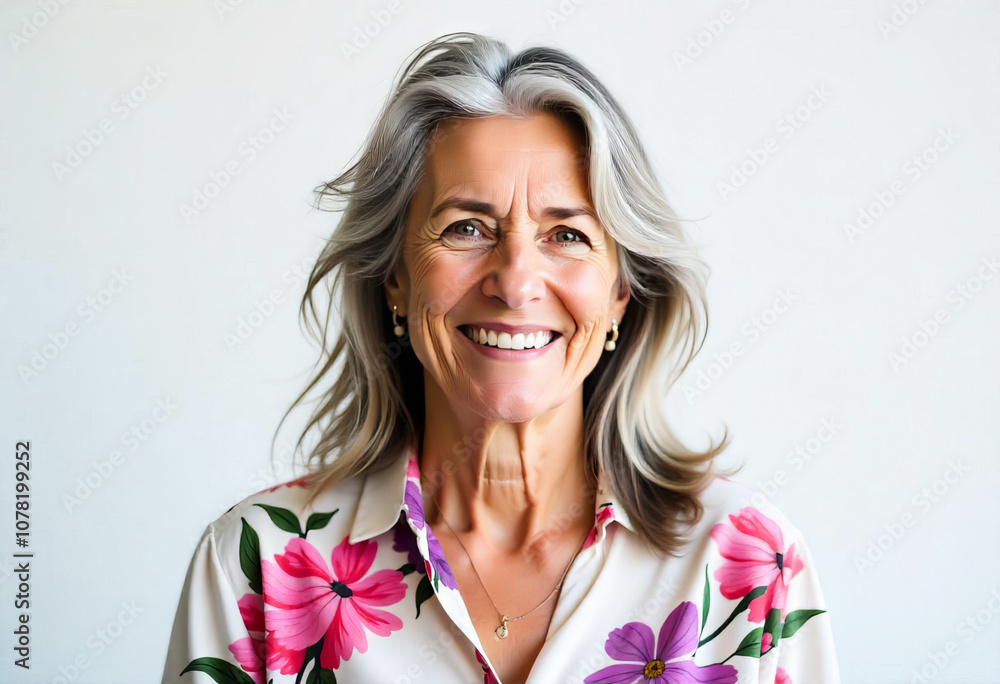 Portrait of a well-groomed elderly woman with gray hair Portrait of a well-groomed elderly woman with gray hair