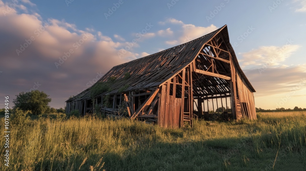 Rustic Old Barn with Weathered Texture Surrounded by Lush Greenery Rustic Old Barn with Weathered Texture Surrounded by Lush Greenery