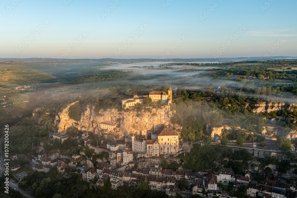 Aerial View Over Rocamadour, Occitania, France Aerial View Over Rocamadour, Occitania, France