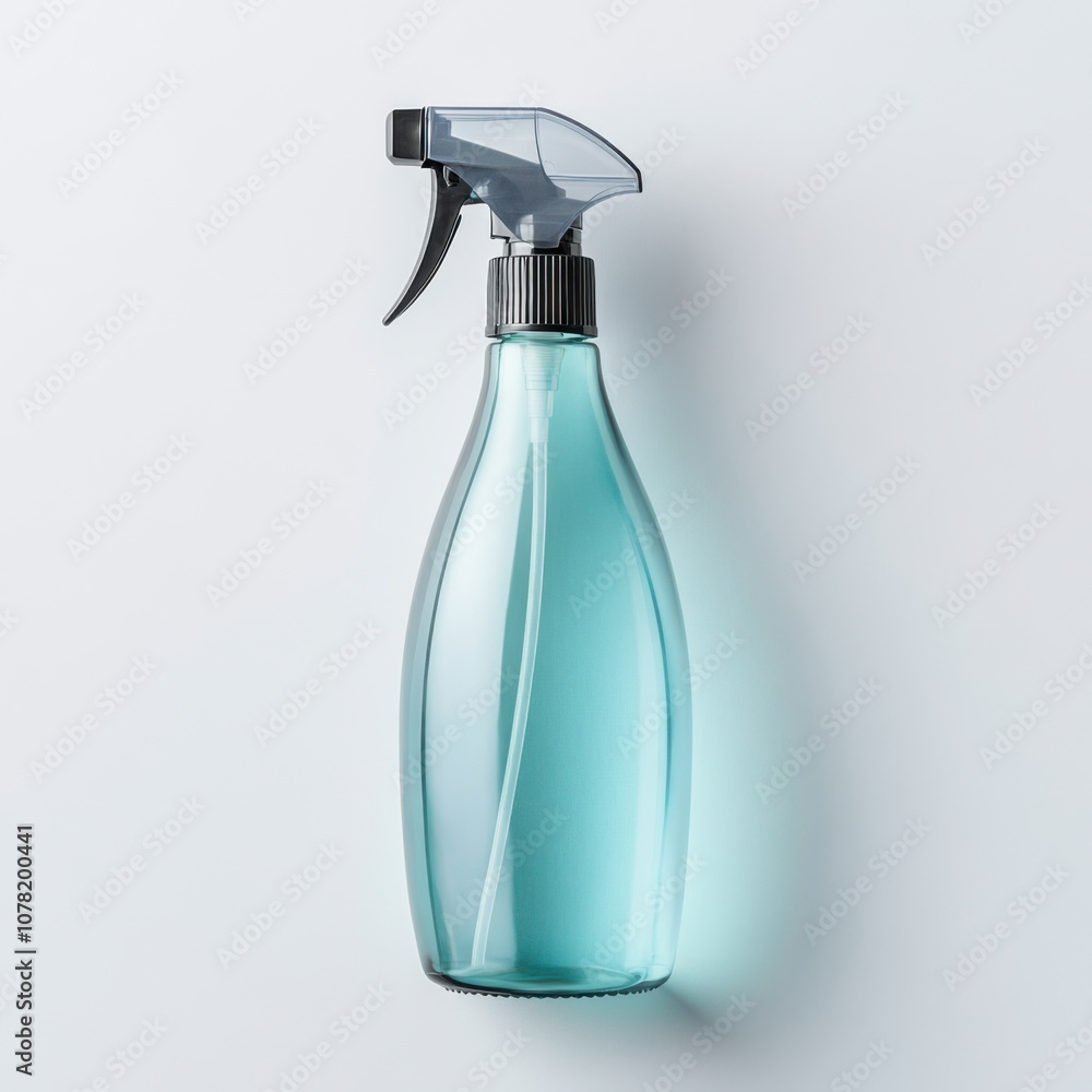 Transparent all-purpose cleaner spray bottle on white background Transparent all-purpose cleaner spray bottle on white background
