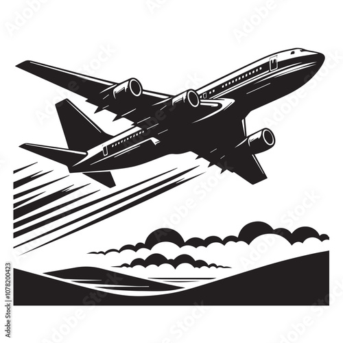 airplane, silhouette - airplane flying -  flight- airplane icons- transportation- aircraft, travel- flying-plane- private jet 