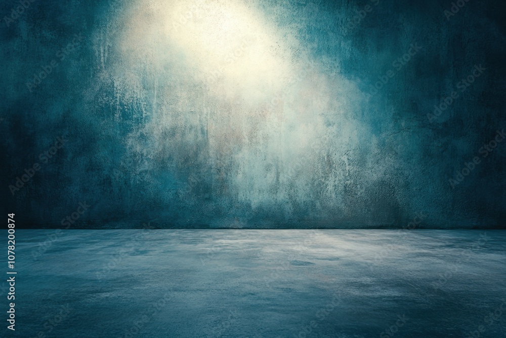 Grungy blue concrete wall with spotlight. Grungy blue concrete wall with spotlight.