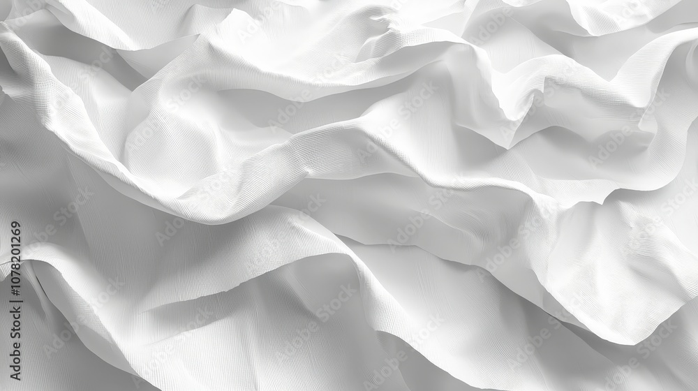 A close-up of crumpled white fabric, showcasing texture and movement. A close-up of crumpled white fabric, showcasing texture and movement.