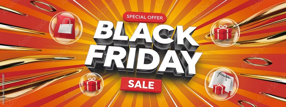Black Friday Sale Banner with Shopping Bags for Holiday Discounts Black Friday Sale Banner with Shopping Bags for Holiday Discounts