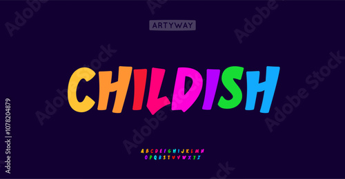 Bouncy playful alphabet, colorful cartoonish type, vibrant joyful typography, funky festival lettering, rainbow kids branding, lively fun logo design. Vector typeset.