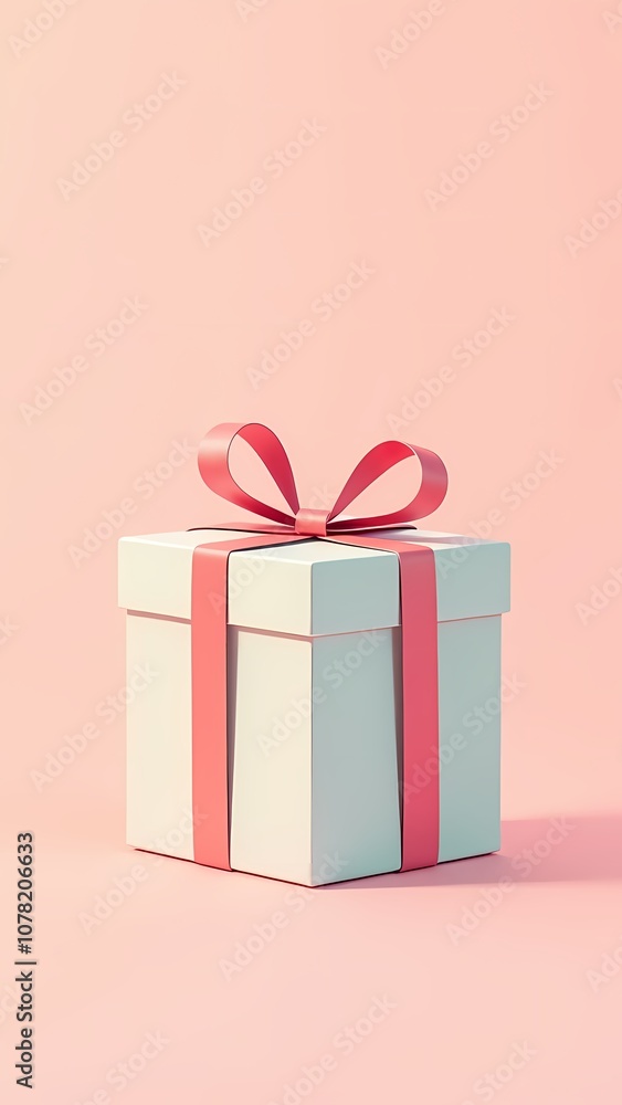 Illustration of a white gift box with a pink ribbon and bow on a pink background. Space for text with congratulations. Basis for a greeting card Illustration of a white gift box with a pink ribbon and bow on a pink background. Space for text with congratulations. Basis for a greeting card