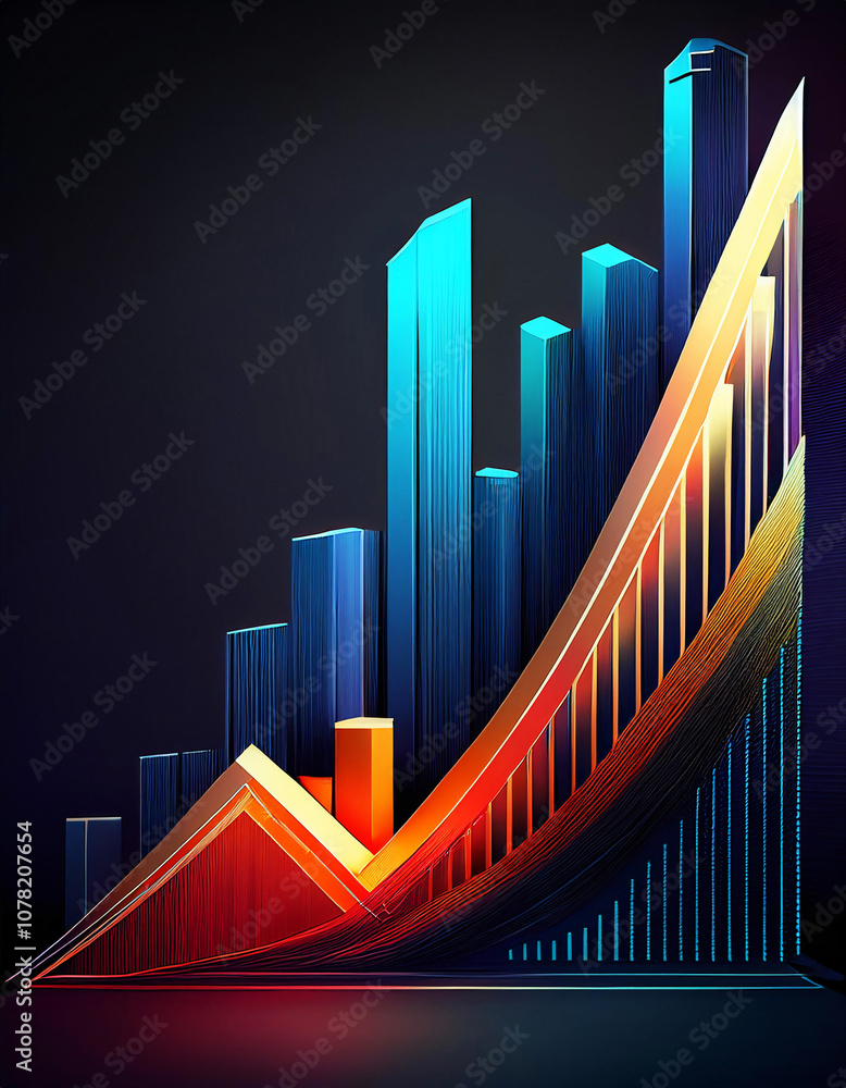 Business graph illustration showing growth, finance, economy Business graph illustration showing growth, finance, economy