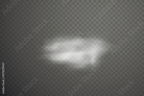 Smoke effect background. Realistic decorative fog in the air, vapor, creeping smoke puff. Layout of cloudy smog. Transparency vector illustration