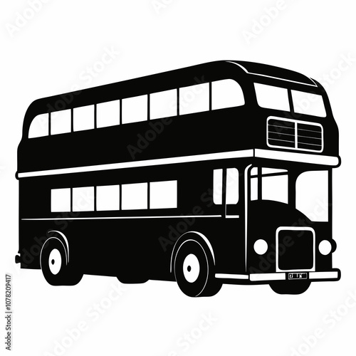 Vintage London Double-Decker Bus Icon Set – Classic Urban Transportation Vector Illustration Collection