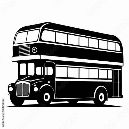 Vintage London Double-Decker Bus Icon Set – Classic Urban Transportation Vector Illustration Collection