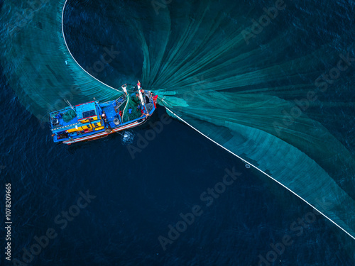 Anchovy fishing season in Dai Lanh sea, Phu Yen, Vietnam.	 photo