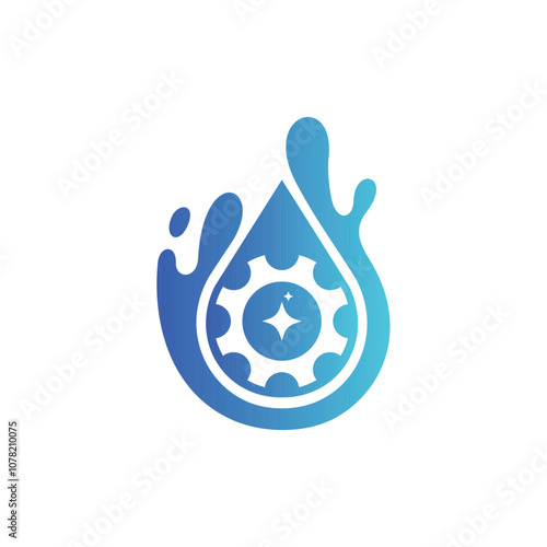 Drop Splash Gear Factory Modern Icon Creative Technology Design Logo