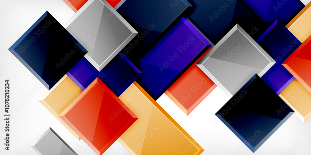 Glass toy style square shapes abstract design. Vector Illustration For Wallpaper, Banner, Background, Card, Book Illustration, landing page