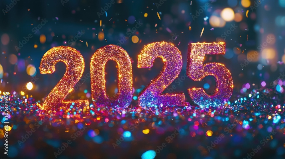 Sparkling 2025 New Year Celebration Scene Sparkling 2025 New Year Celebration Scene