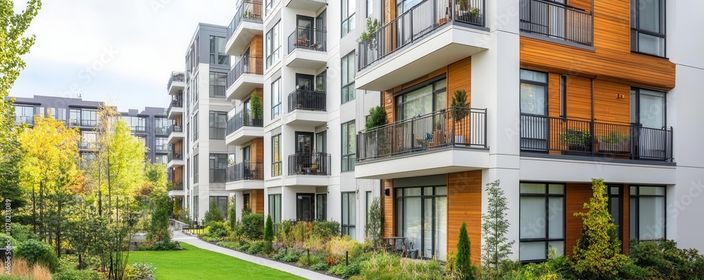 Upscale condominiums near parks, symbolizing desire for accessible green spaces Upscale condominiums near parks, symbolizing desire for accessible green spaces